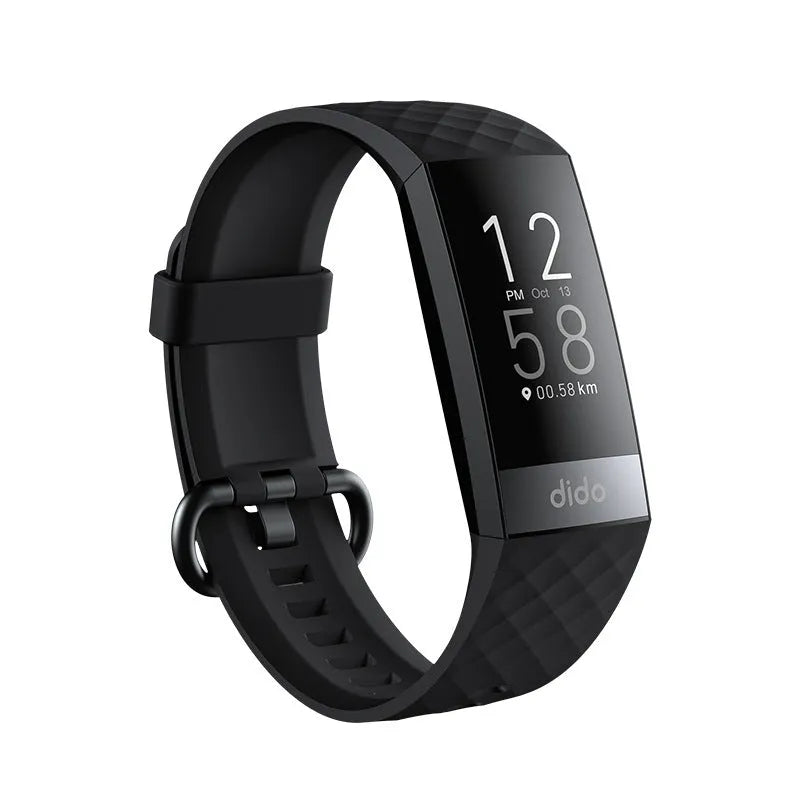 Y6 Black smart health bracelet with 1.1-inch display on a wrist, showing blood pressure and ECG readings.