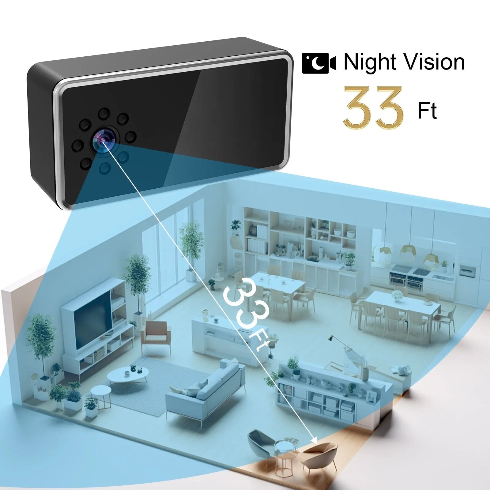 Wireless HD surveillance camera with compact design and night vision capability