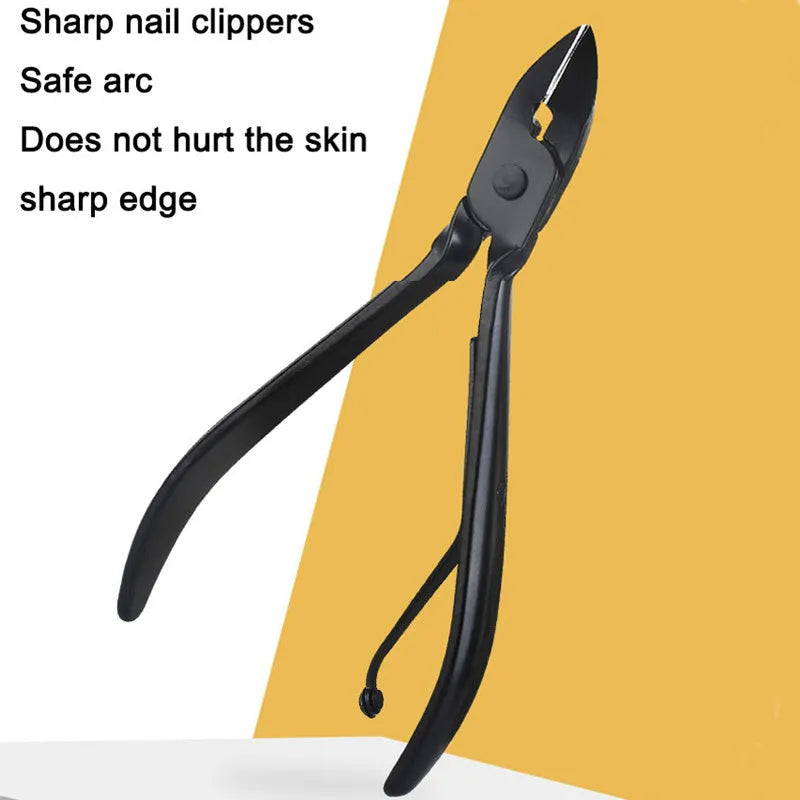 Professional stainless steel nail trimming tool set in black leather case with multiple grooming tools