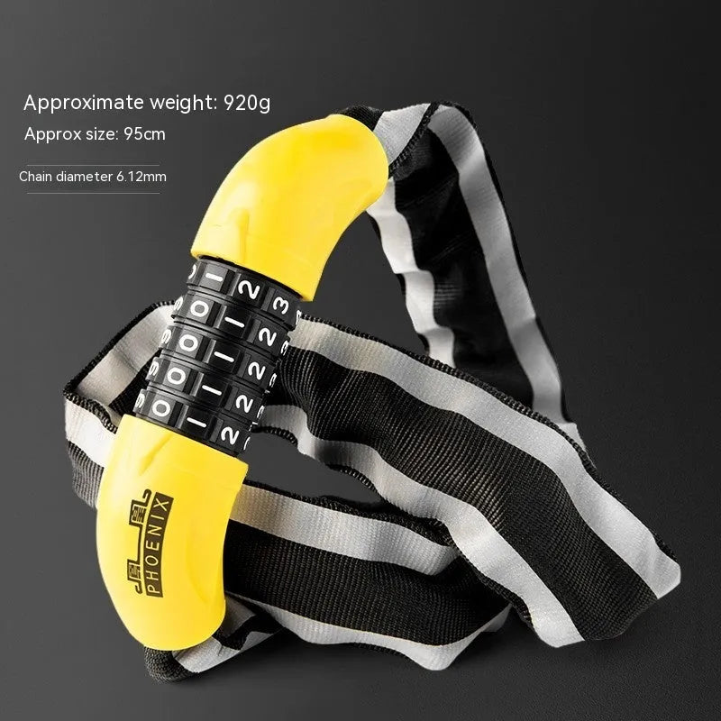 Portable 95cm zinc alloy chain lock for mountain bikes with anti hydraulic shear resistance