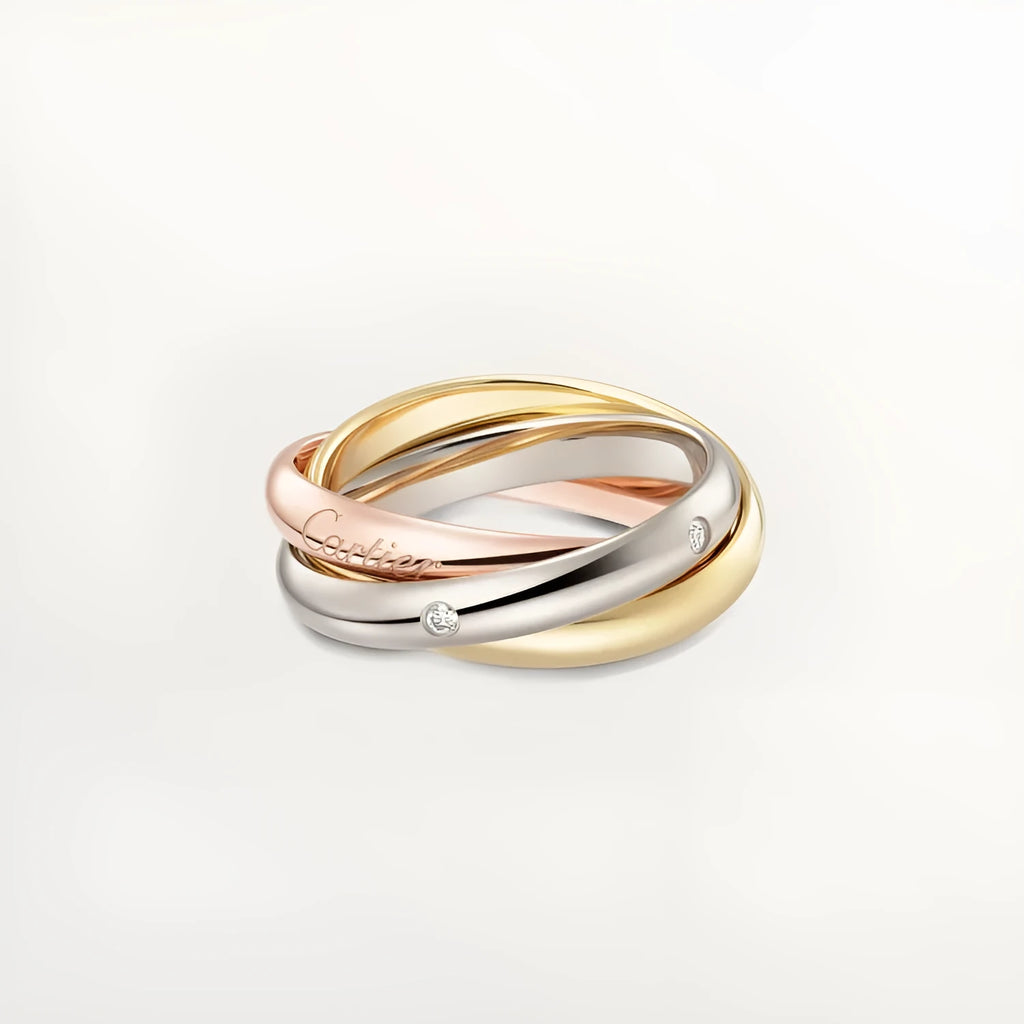 A set of sterling silver couple rings showing full diamond, half diamond, and plain band options in gold rose and silver black finishes.