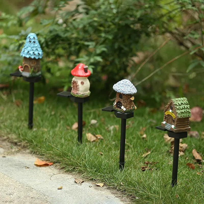 Outdoor flower-shaped solar LED light for garden and park decoration.