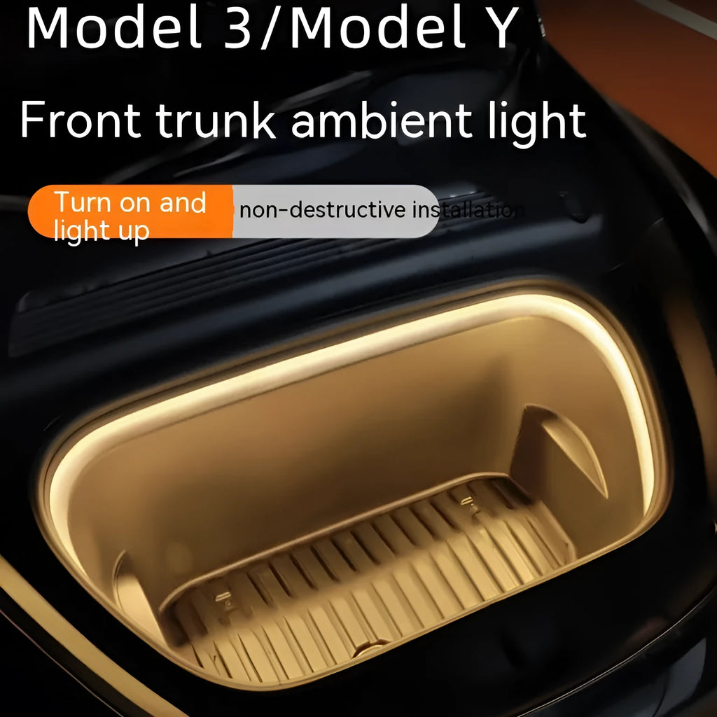 Tesla Model 3 and Y front centre console ambient lighting kit in soft silicone with three colour options.