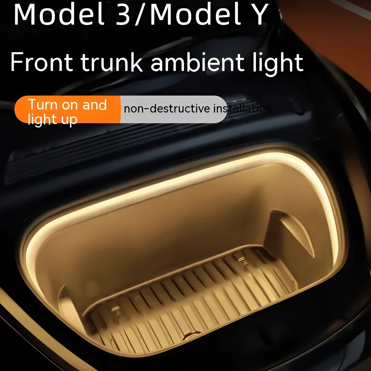 Tesla Model 3 and Y front centre console ambient lighting kit in soft silicone with three colour options.
