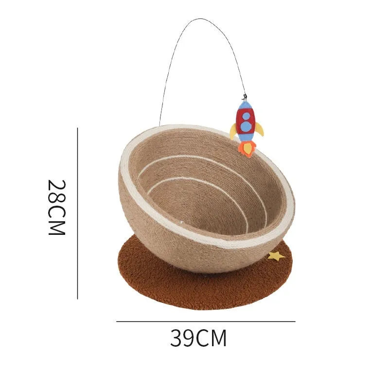 Large integrated cat scratching board and nest with sisal rope surface and flannel lining