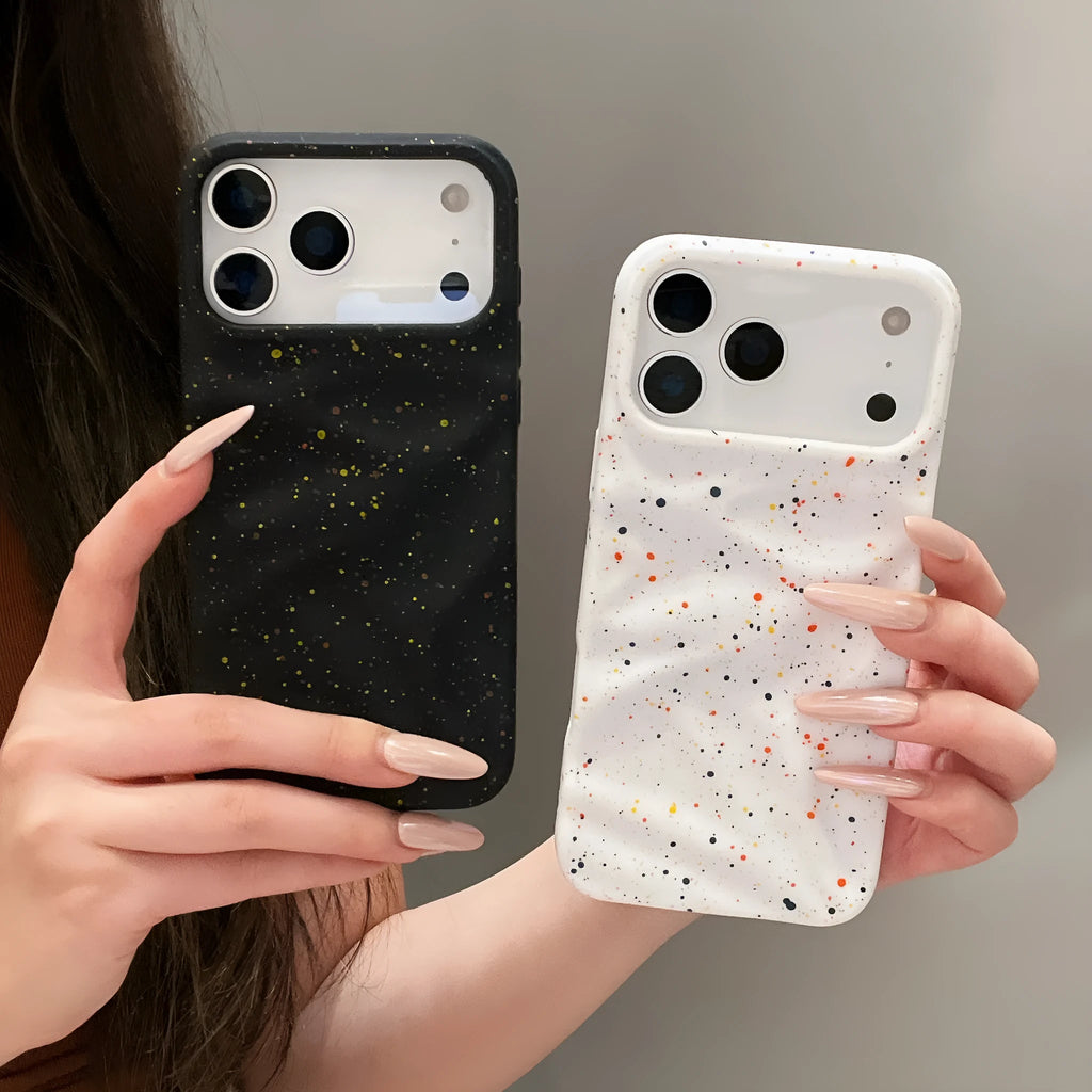 TPU phone case with splash ink pattern in black, compatible with iPhone 11-17 series, anti-fall anti-fingerprint cover
