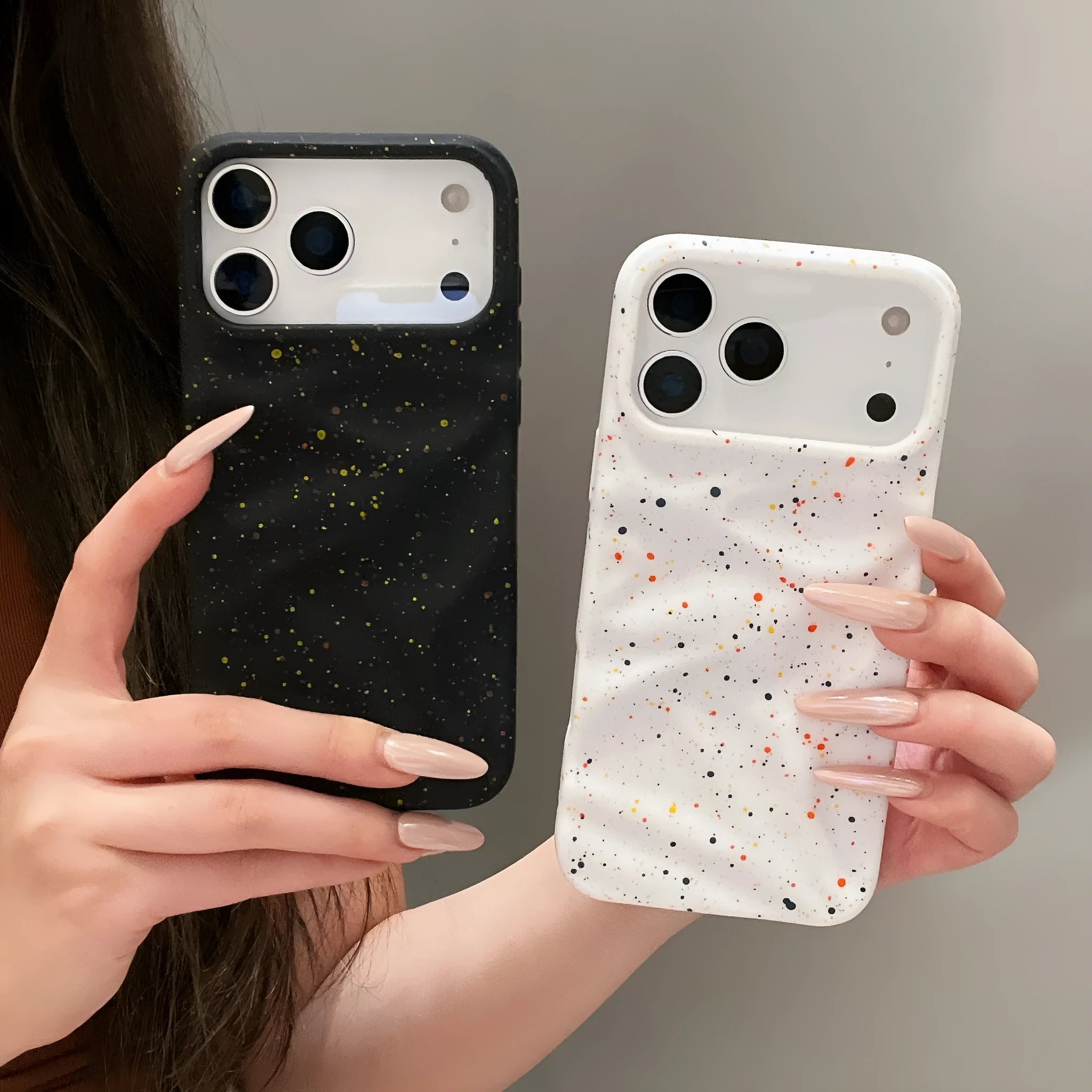 TPU phone case with splash ink pattern in black, compatible with iPhone 11-17 series, anti-fall anti-fingerprint cover