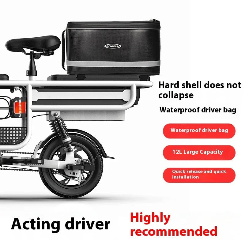 Black waterproof 12 litre car storage bag for bicycle rack equipment organisation