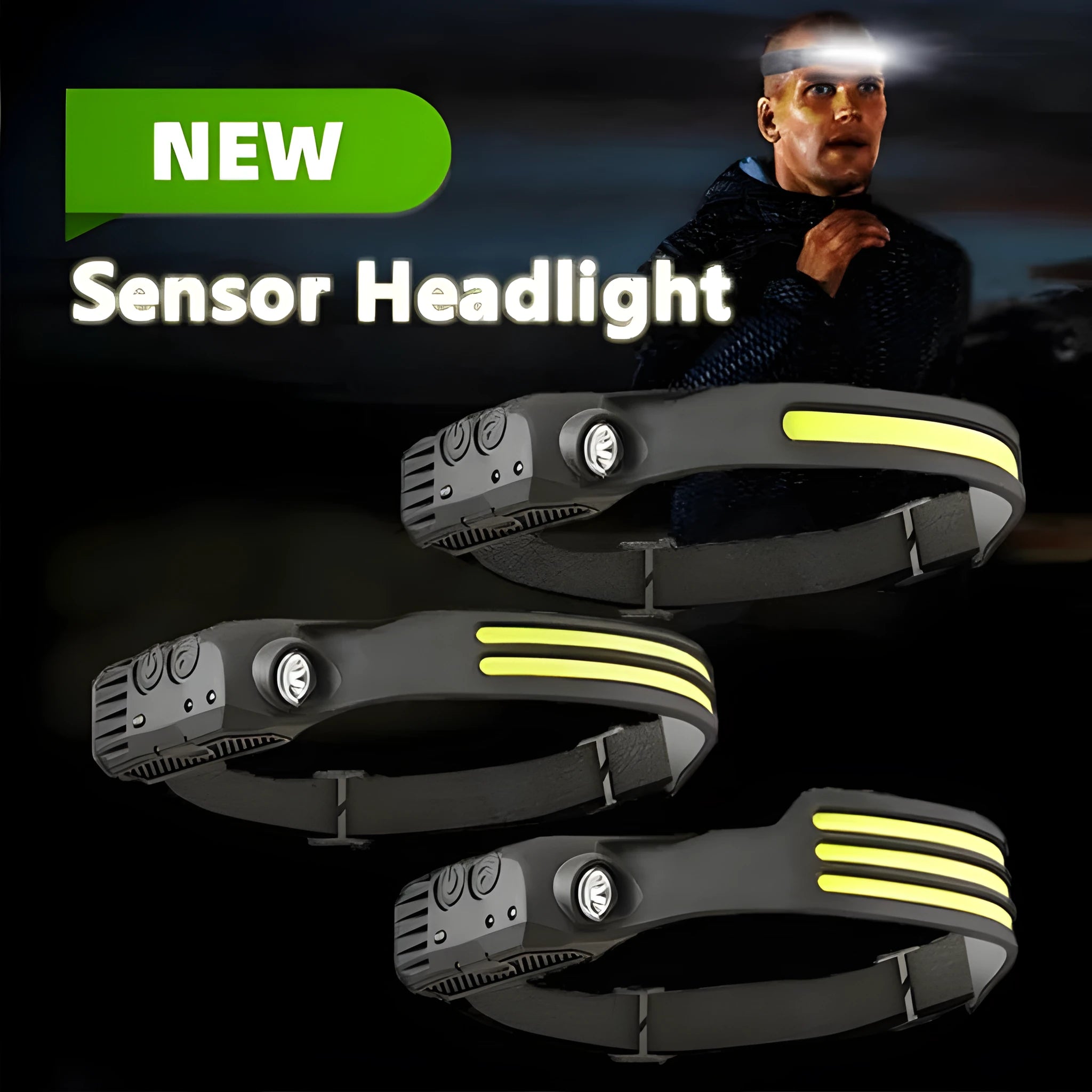 LED Induction Riding Headlamp 30W USB rechargeable waterproof camping headlight with silicone band and dual light