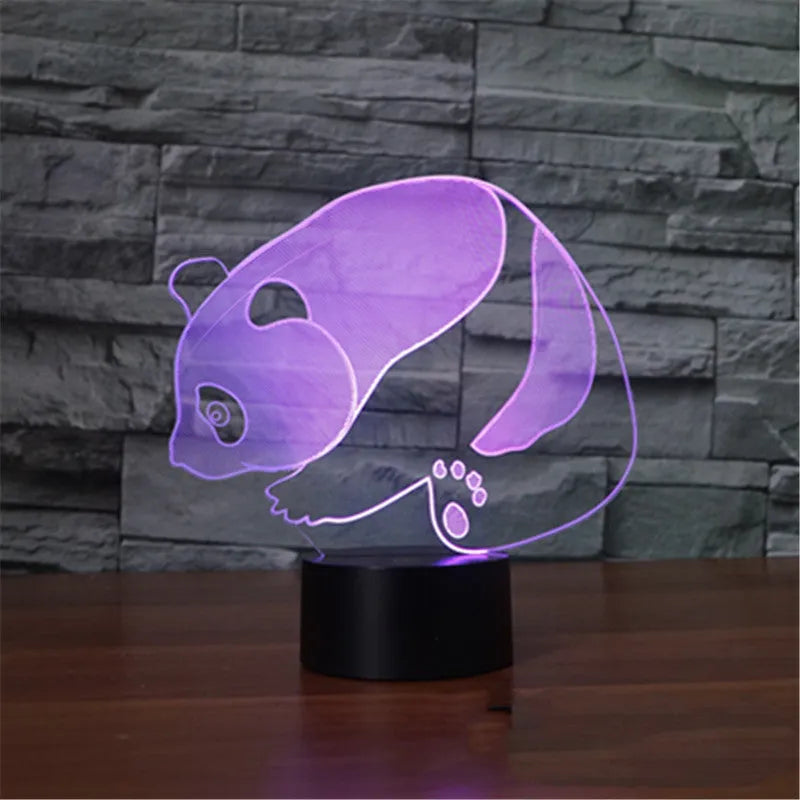 Remote control 3D LED lamp with black acrylic lampshade on a table, USB powered, touch and remote control
