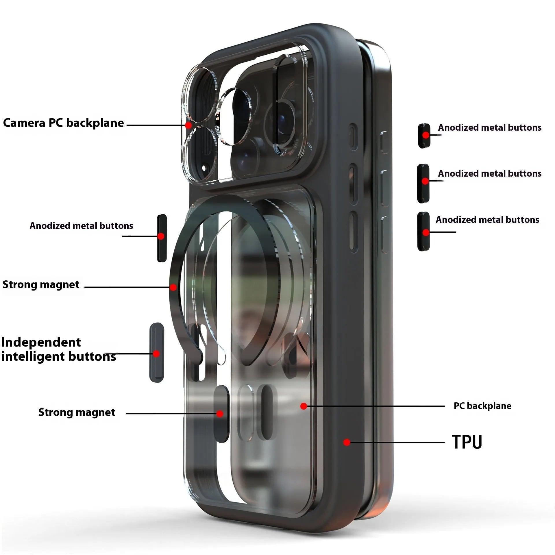 Black two-in-one magnetic shockproof case for iPhone 17 Pro Max on a table