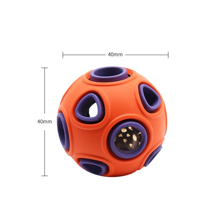 Luminous sounding dog toy ball in rubber with light and sound features, available in multiple colours and sizes for dogs.