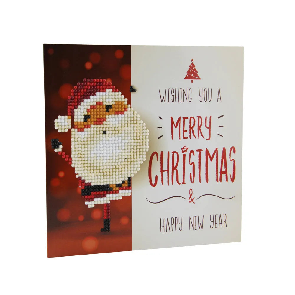 Christmas DIY diamond painting greeting cards set with 5D resin diamonds in 15x15cm folded size on cardboard base