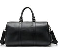 First layer cowhide leather travel bag with independent shoe compartment, zippered main closure, brown colour, soft handle and shoulder strap