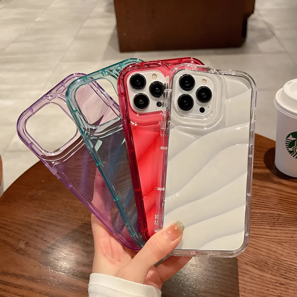 Water ripple transparent silicone phone case for iPhone with drop-resistant and anti-fingerprint protection