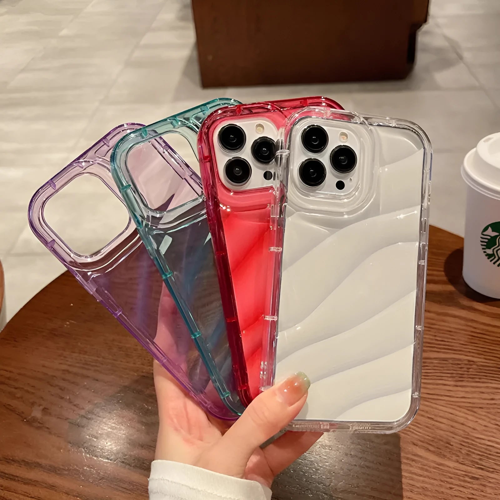Water ripple transparent silicone phone case for iPhone with drop-resistant and anti-fingerprint protection