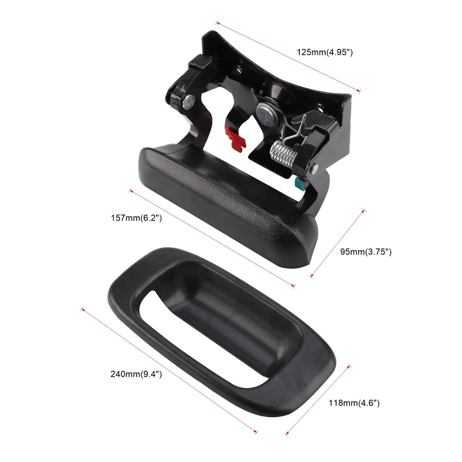 Black Chevrolet Silverado tailgate frame handle set made from ABS and metal