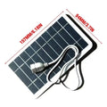 Portable solar panel charger measuring 157x94mm with USB cable for mobile device charging