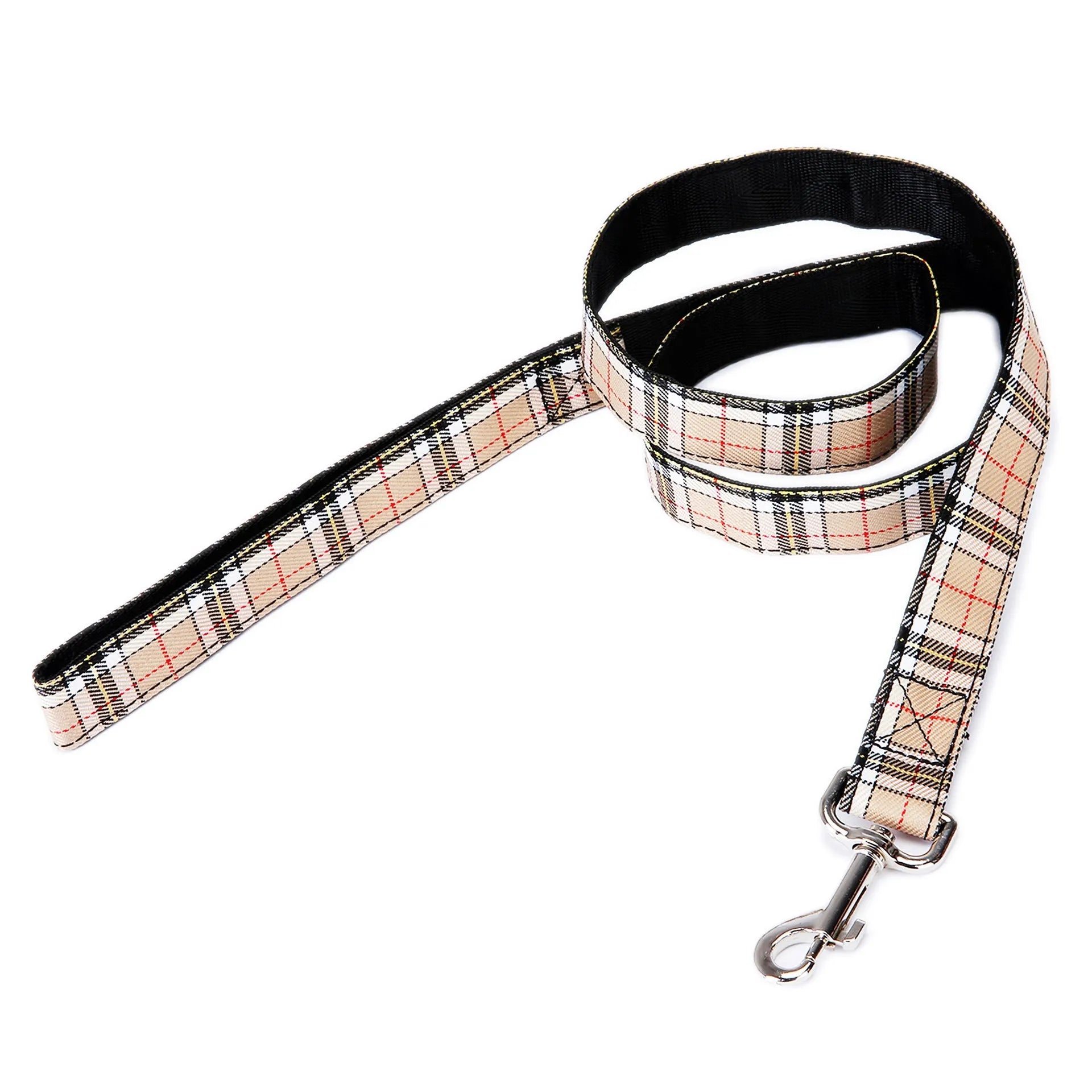 Black Christmas plaid stripe pet traction rope measuring 120cm long
