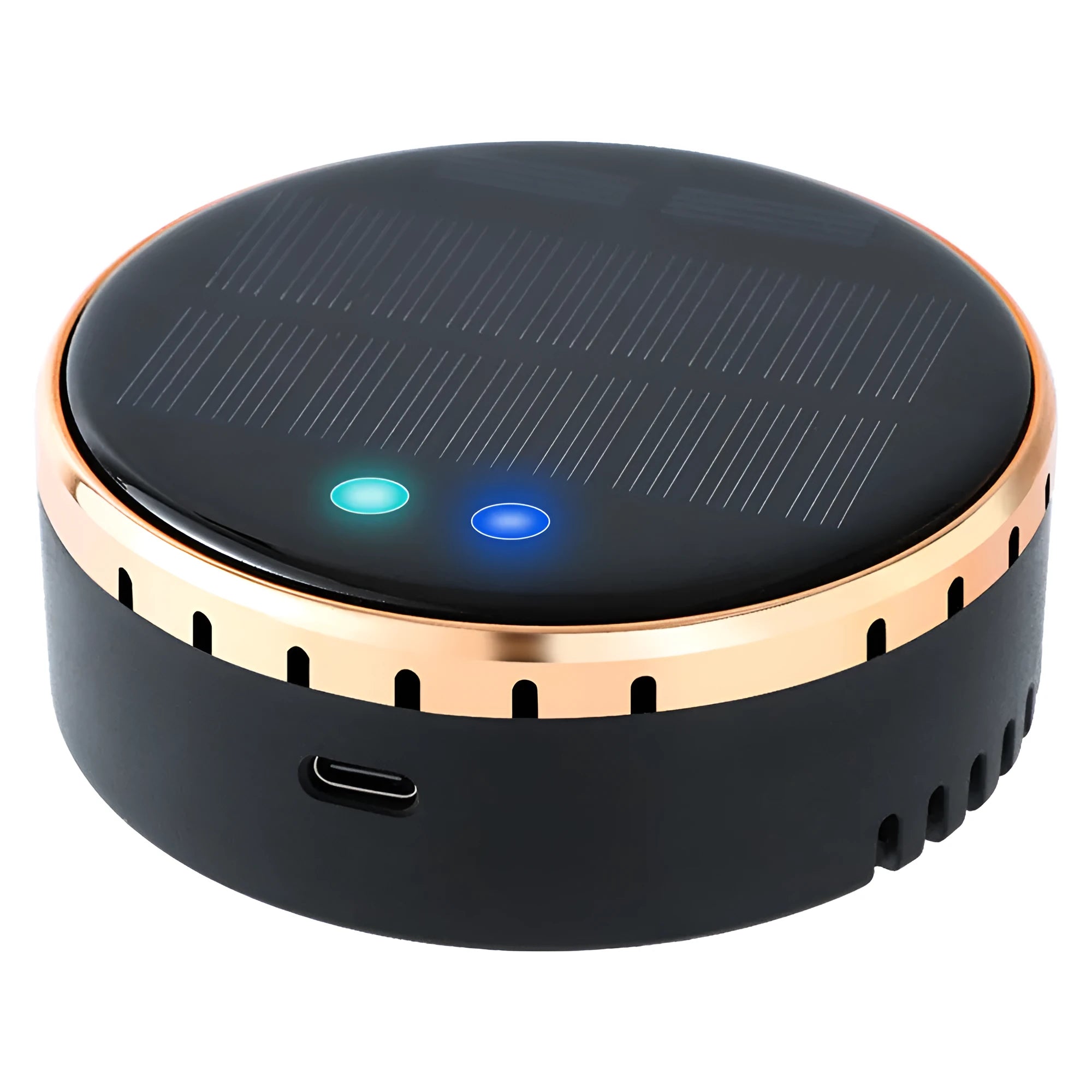 Car mounted solar air humidifier in black, gold, or red with vent mounting bracket and adjustable controls