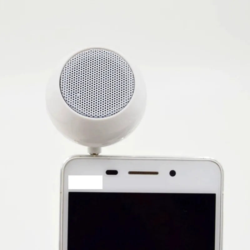 Small inline mobile phone speaker in black, 4.2 cm size, with loud bass and rechargeable battery