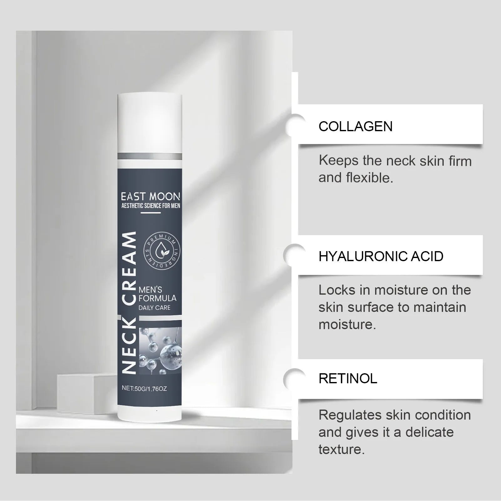 50g tube of men's anti-aging neck cream with collagen and retinol