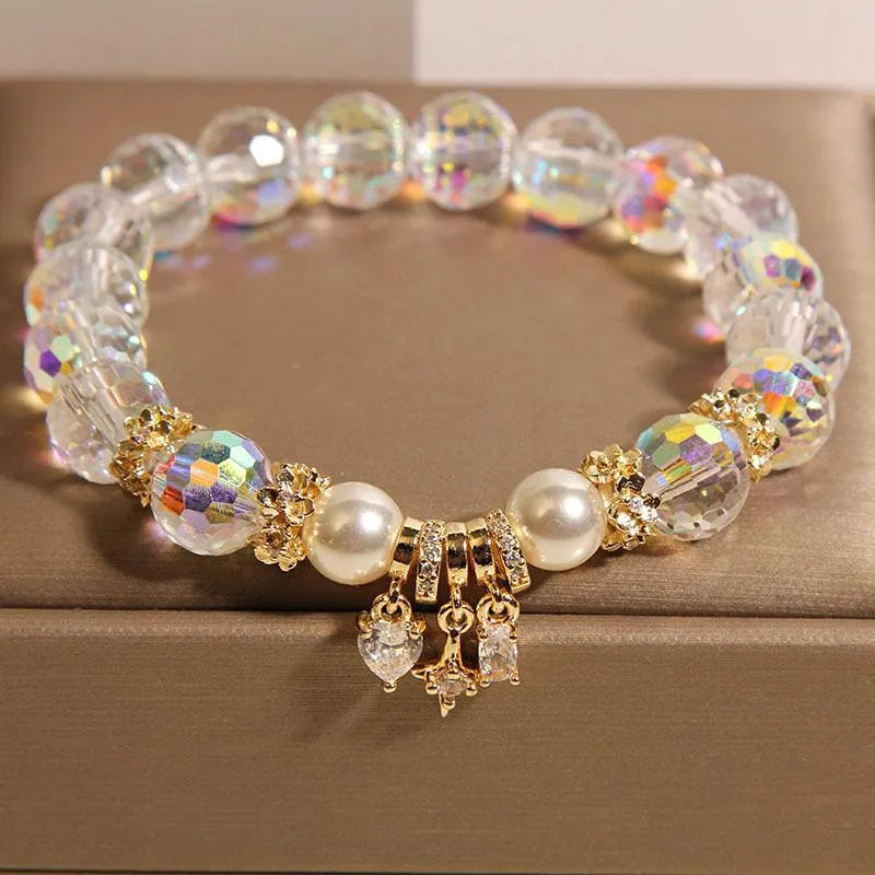 Colorful metal bracelet for women with small love water drops and eight-pointed star details in light luxury minority style