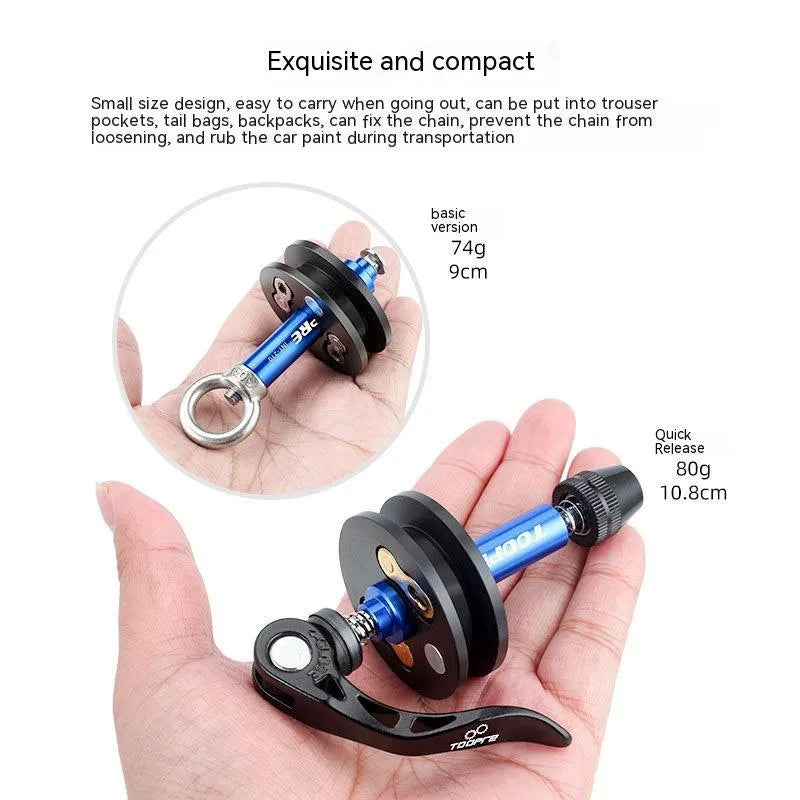Aluminium bicycle chain holder tool in three versions for washing and tension adjustment