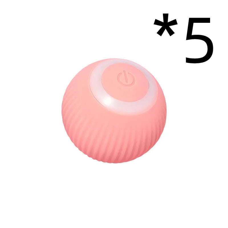 Green automatic rotating ball cat toy with 43mm diameter for claw control and intelligent obstacle avoidance