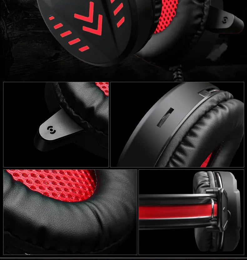 Black wired gaming headset for PC with large ear cups and a straight plug, shown with a 2.2m cable.