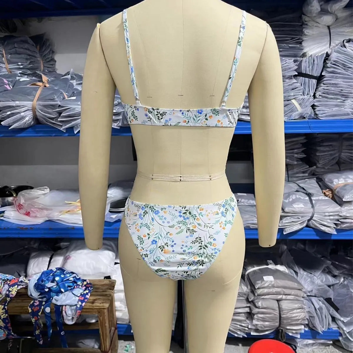 Women's floral banded bikini swimsuit with breathable polyester fabric in briefs style
