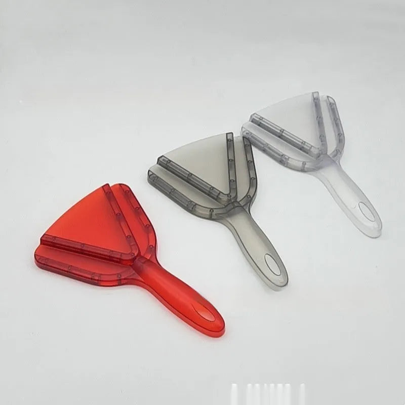 Adjustable telescopic can opener and bottle opener tool in red plastic with non-slip handle.