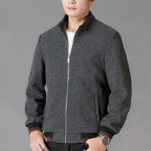 Men's grey sport-style fleece jacket with stick pocket and long sleeves for autumn wear