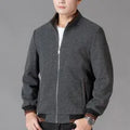 Men's grey sport-style fleece jacket with stick pocket and long sleeves for autumn wear