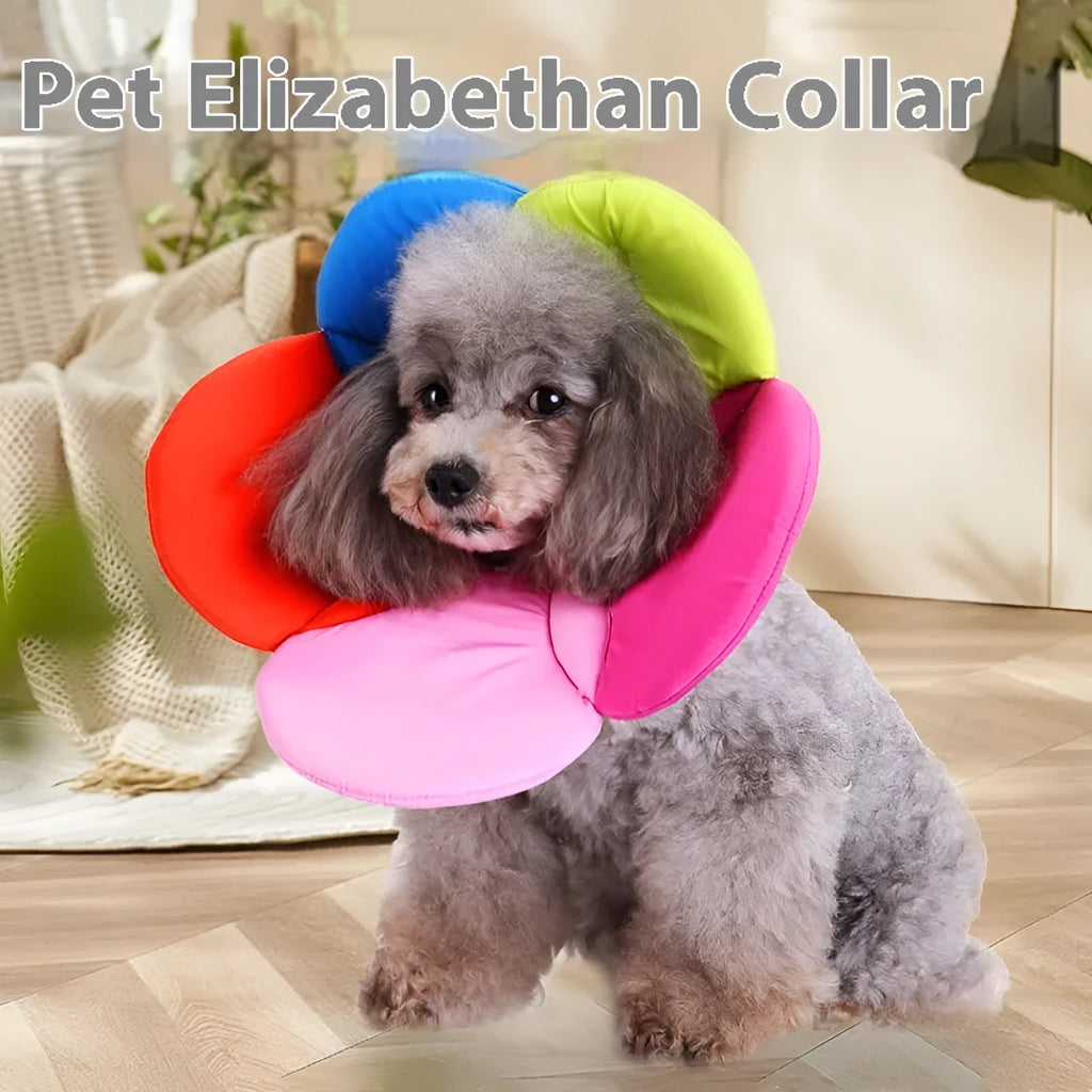 Cloth protective cover bandana dog collar with rainbow flower pattern for small to large breeds