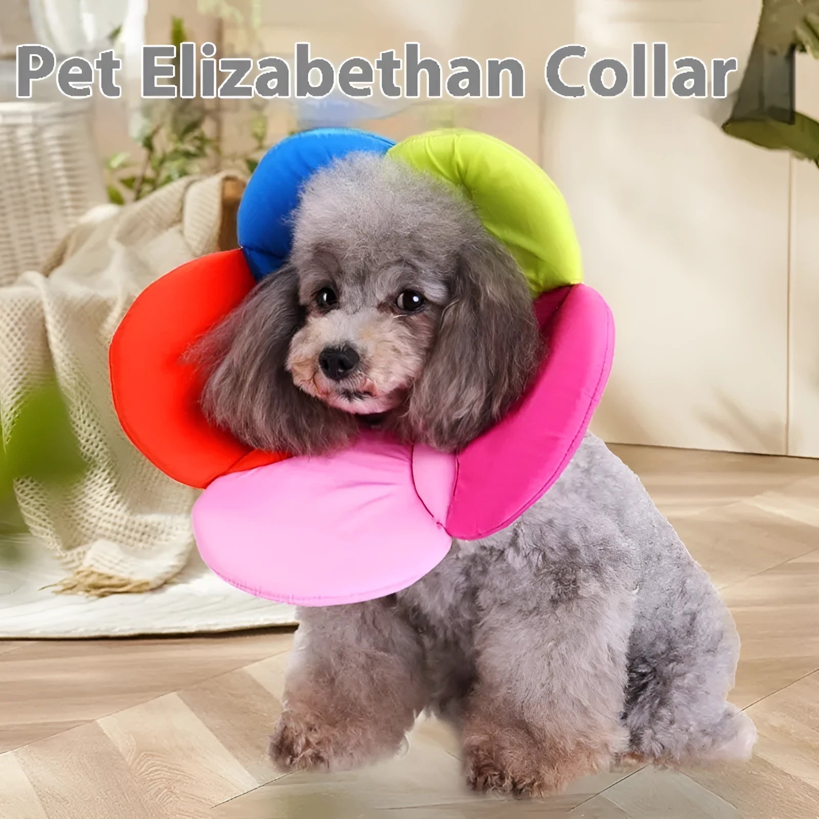Cloth protective cover bandana dog collar with rainbow flower pattern for small to large breeds