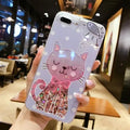 Set of four glittery cat-themed phone cases for iPhone models 6 through to X.