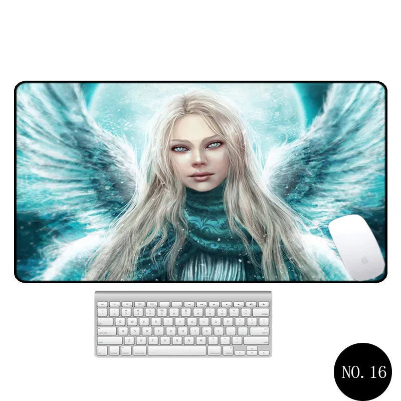 Angel pattern large non-slip mouse pad 300x600mm rubber cloth desk mat with thermal transfer design