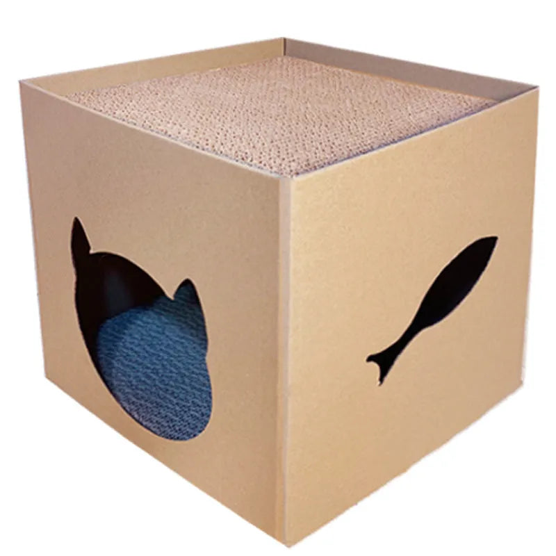30cm corrugated paper vertical cat scratch board with pet milk carton design and box house accessory