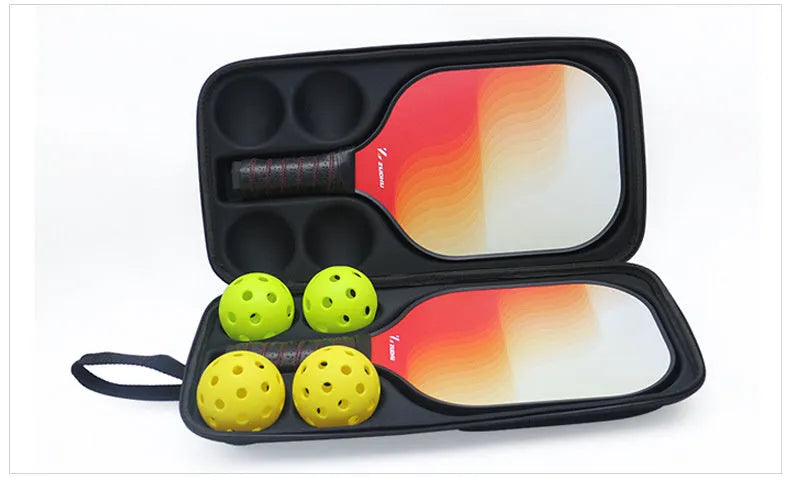 Black EVA foam pickleball equipment case with two padded shoulder straps, showing size.