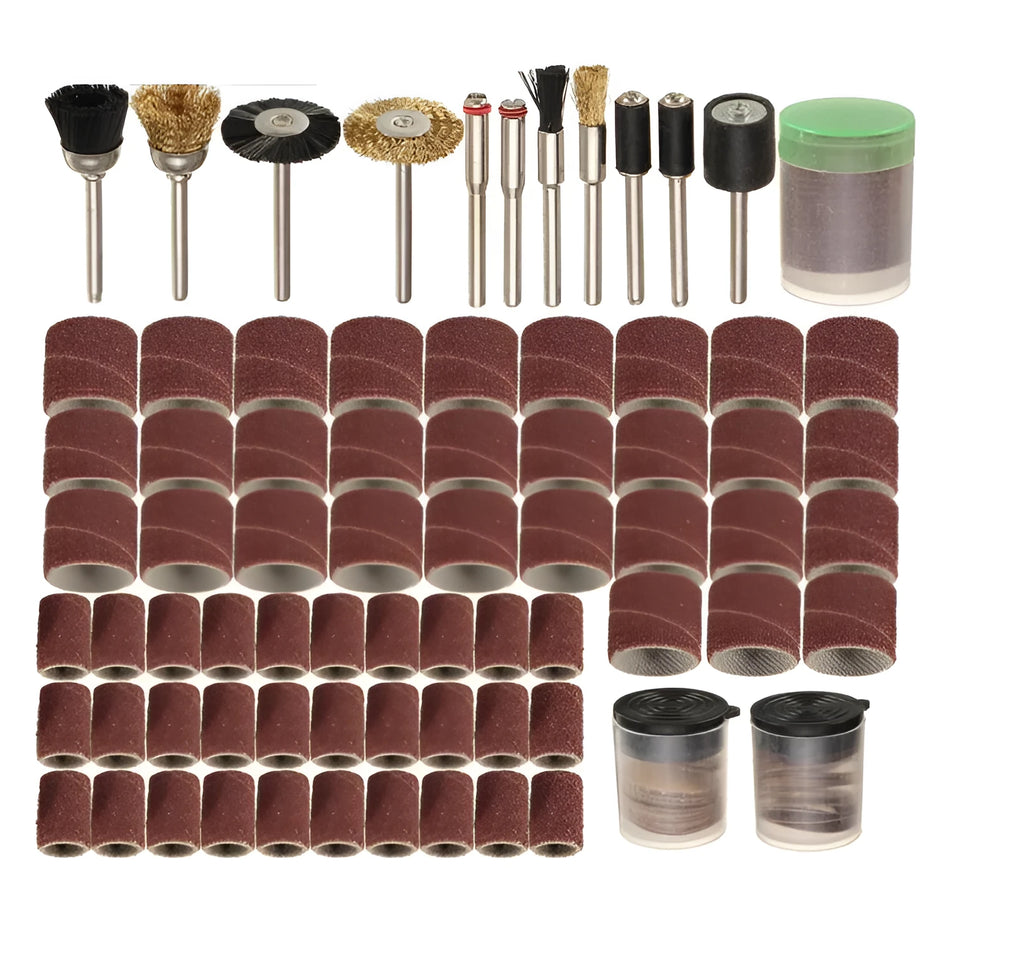 150-piece electric grinder accessory set with steel copper sand diamond wool materials