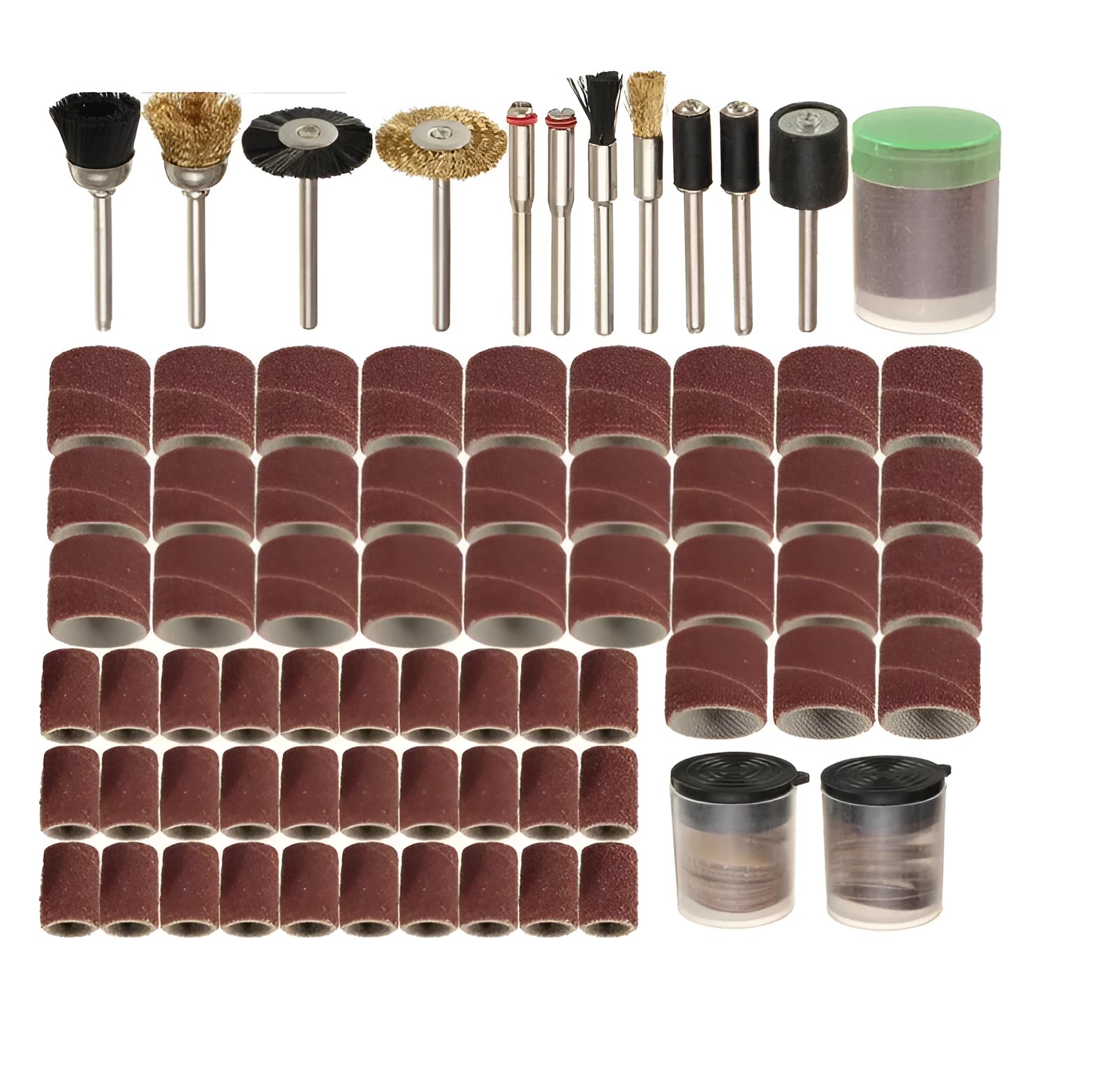 150-piece electric grinder accessory set with steel copper sand diamond wool materials