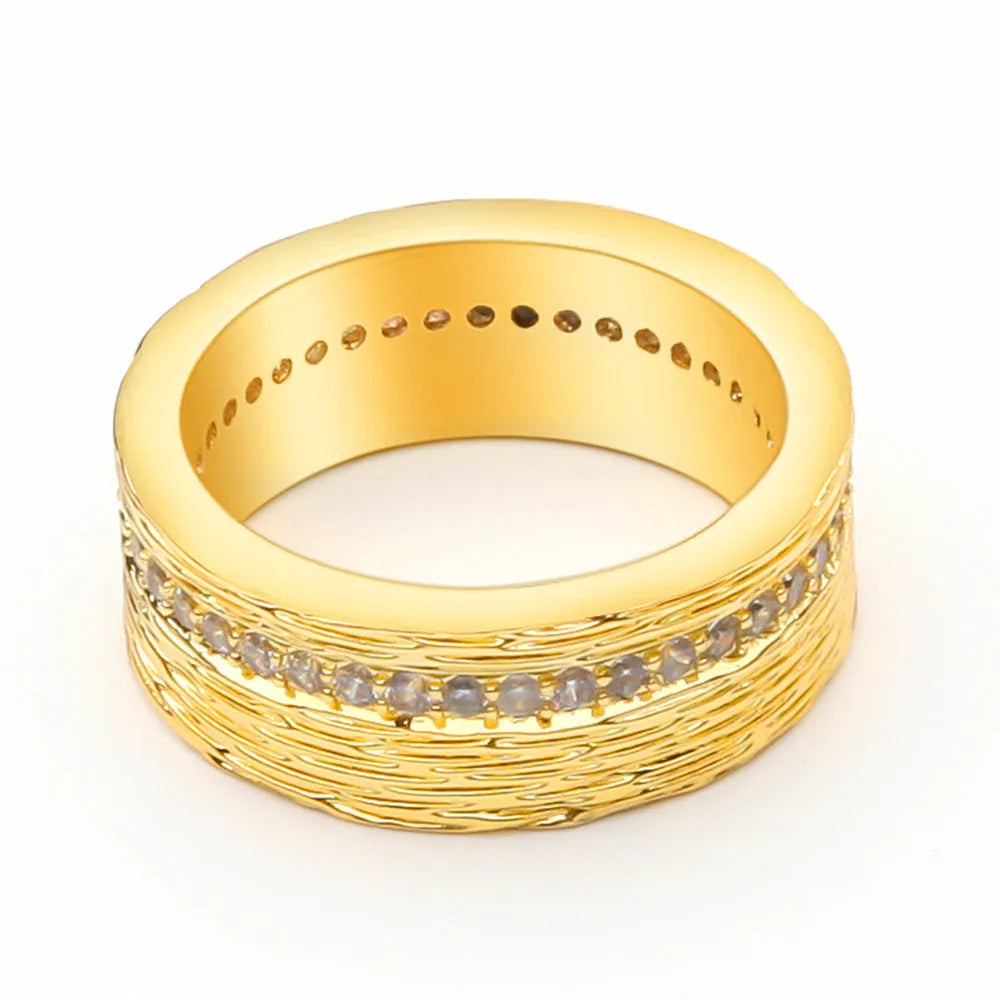 Women's gold geometric ring with Zircon stone on copper band