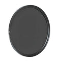 ND8 neutral density camera lens filter with silver aviation aluminium frame, shown next to a lens.