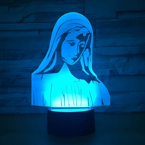 3D LED night light with laser-engraved acrylic plate showing dual-ring light pattern, on an ABS base.