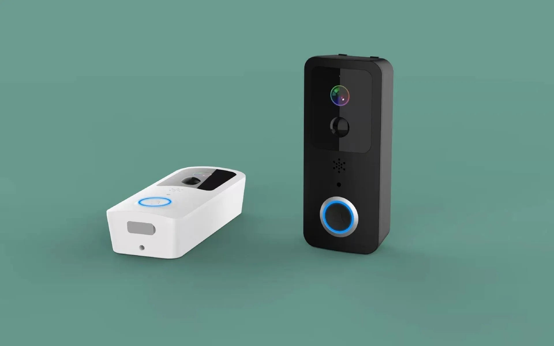 Black and white smart waterproof visual doorbell with HD camera for remote app intercom.