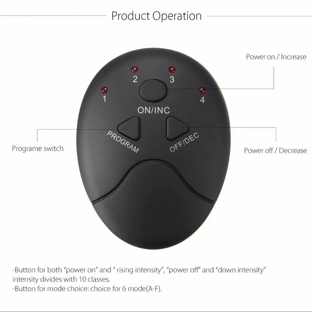 Black smart rechargeable abdominal patch with EMS technology and push-button controls