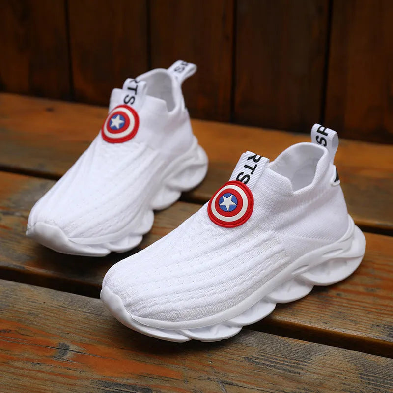 Children's black and white knitted shoes with MD sole for runway wear