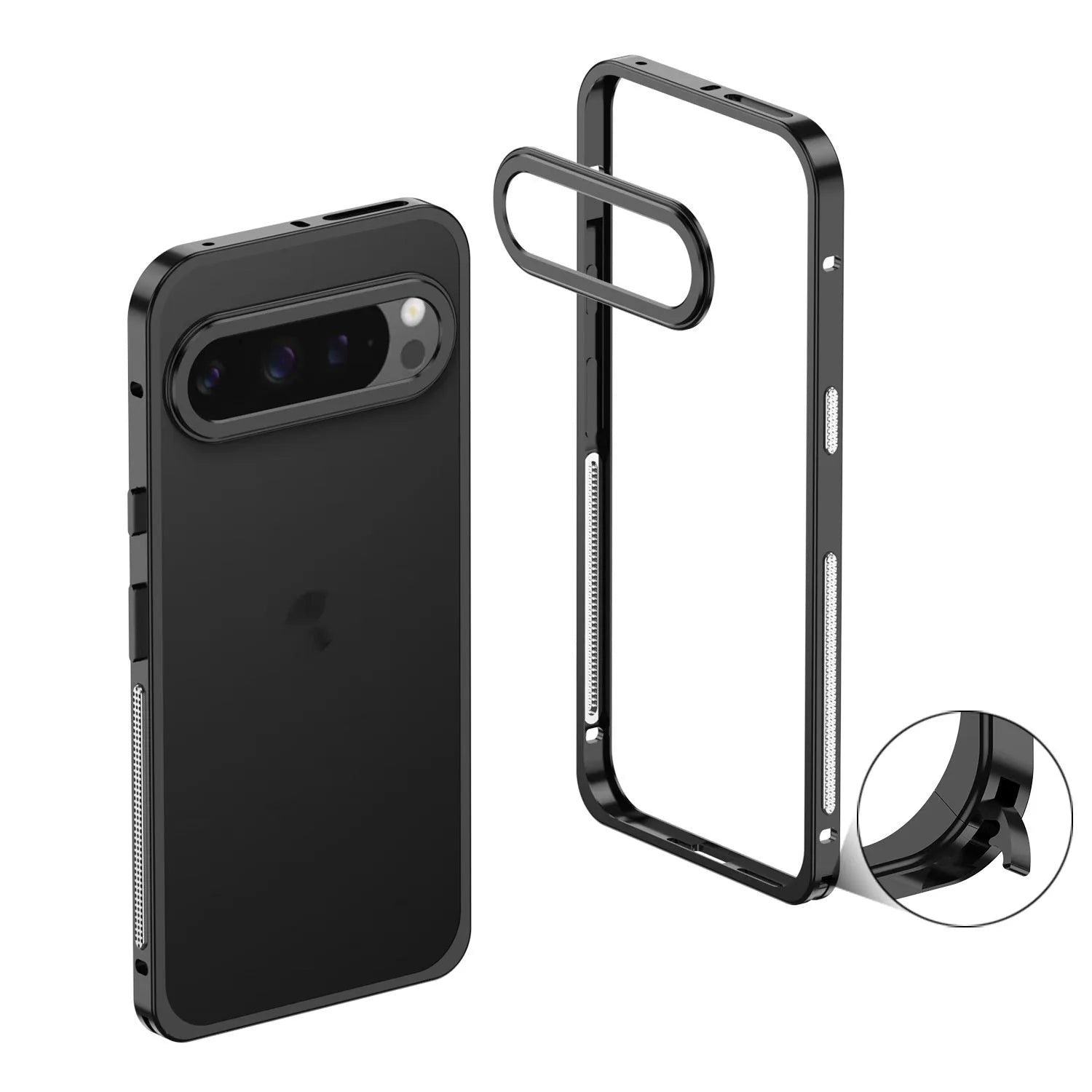 Aluminium alloy heat dissipation phone case for Google Pixel 9 Pro XL with bracket and half-pack design