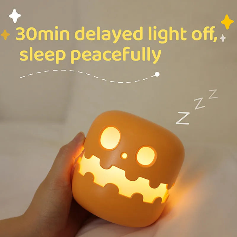 Silicone Halloween pumpkin lamp with soft LED glow
